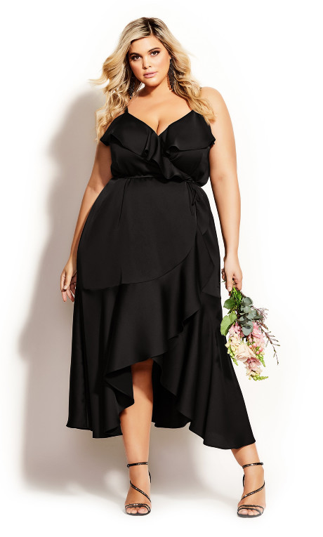 Plus Size Ruffle Amore Maxi Dress Black