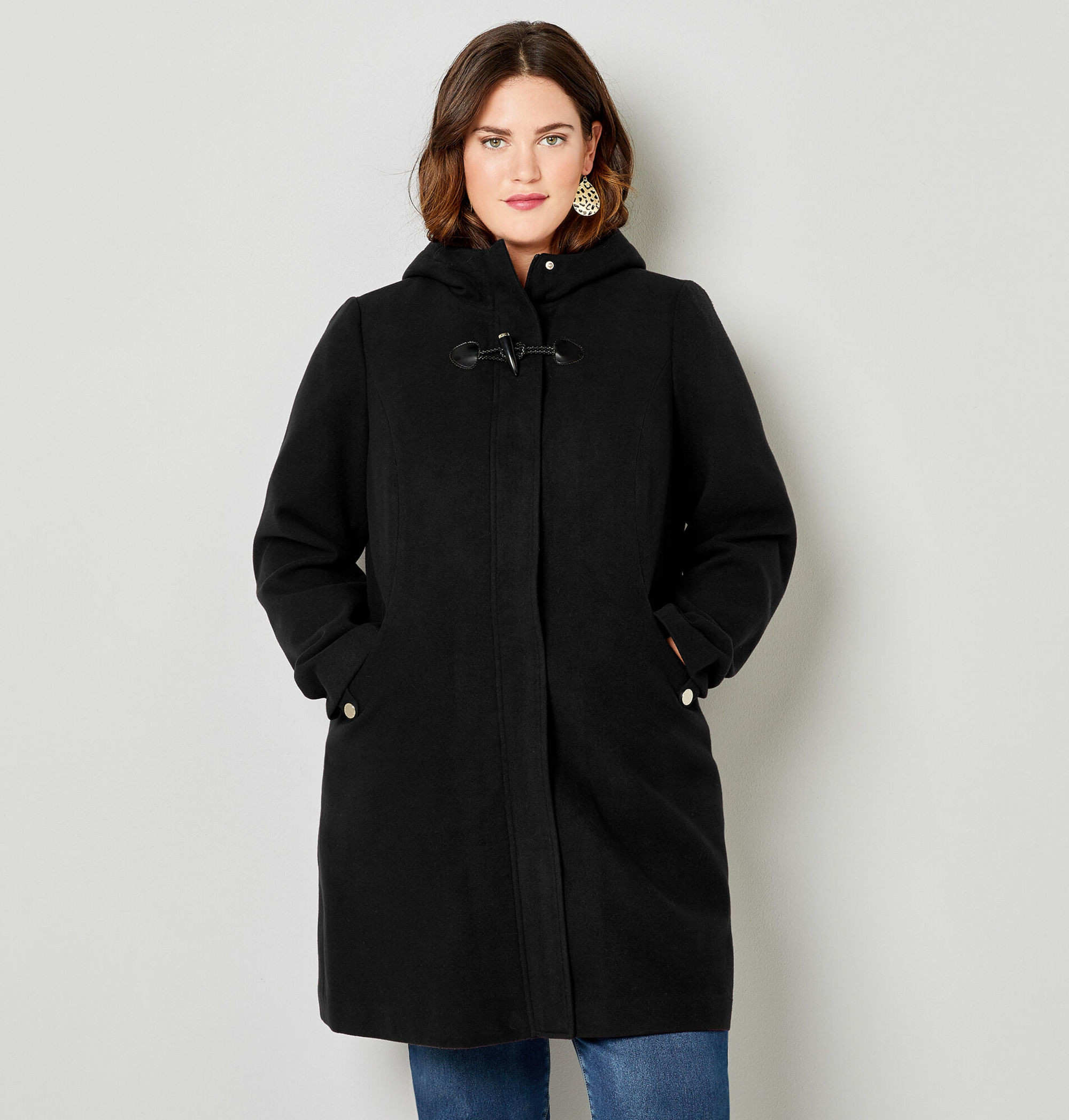 plus size toggle coat with hood