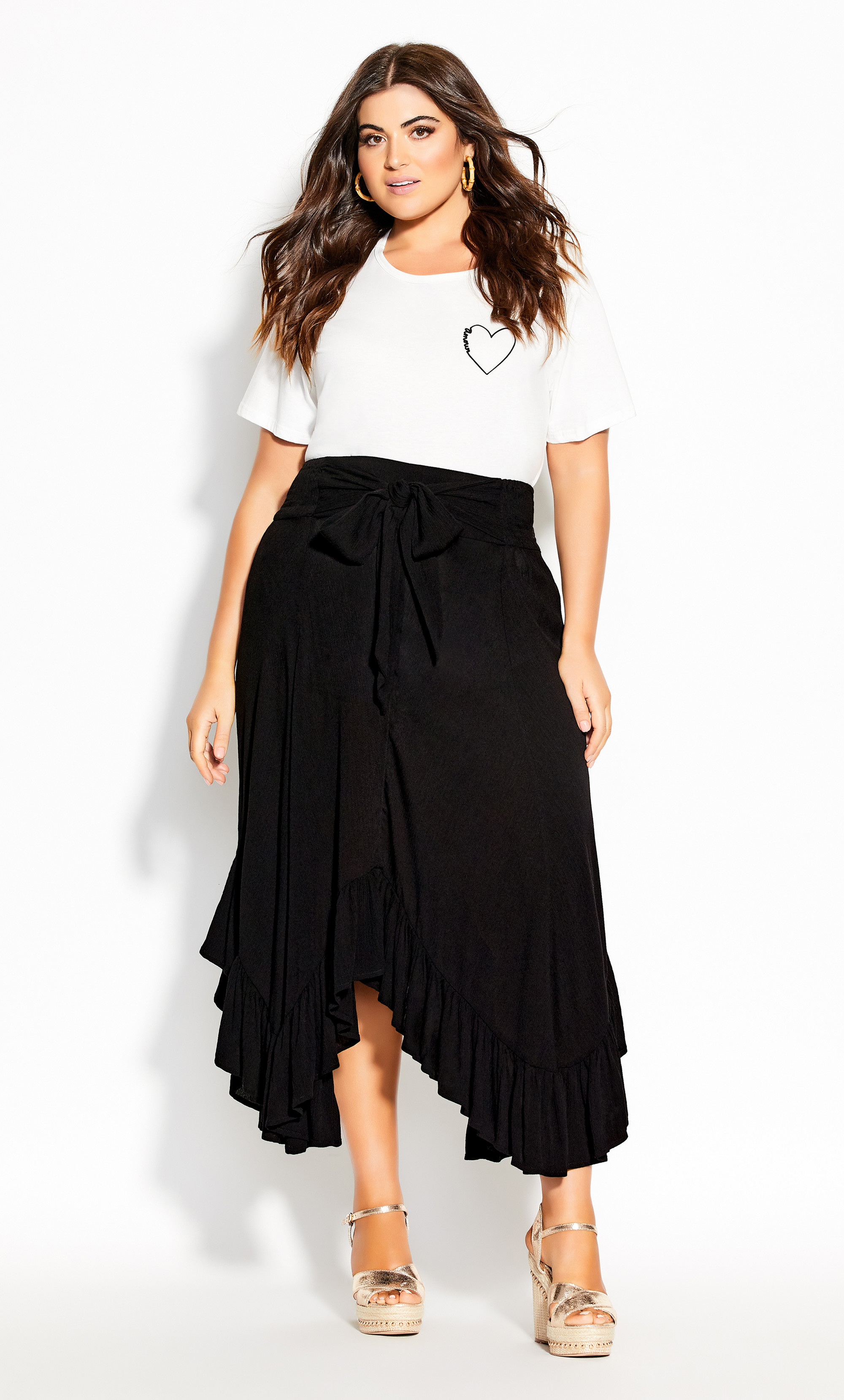 ruffle maxi skirt