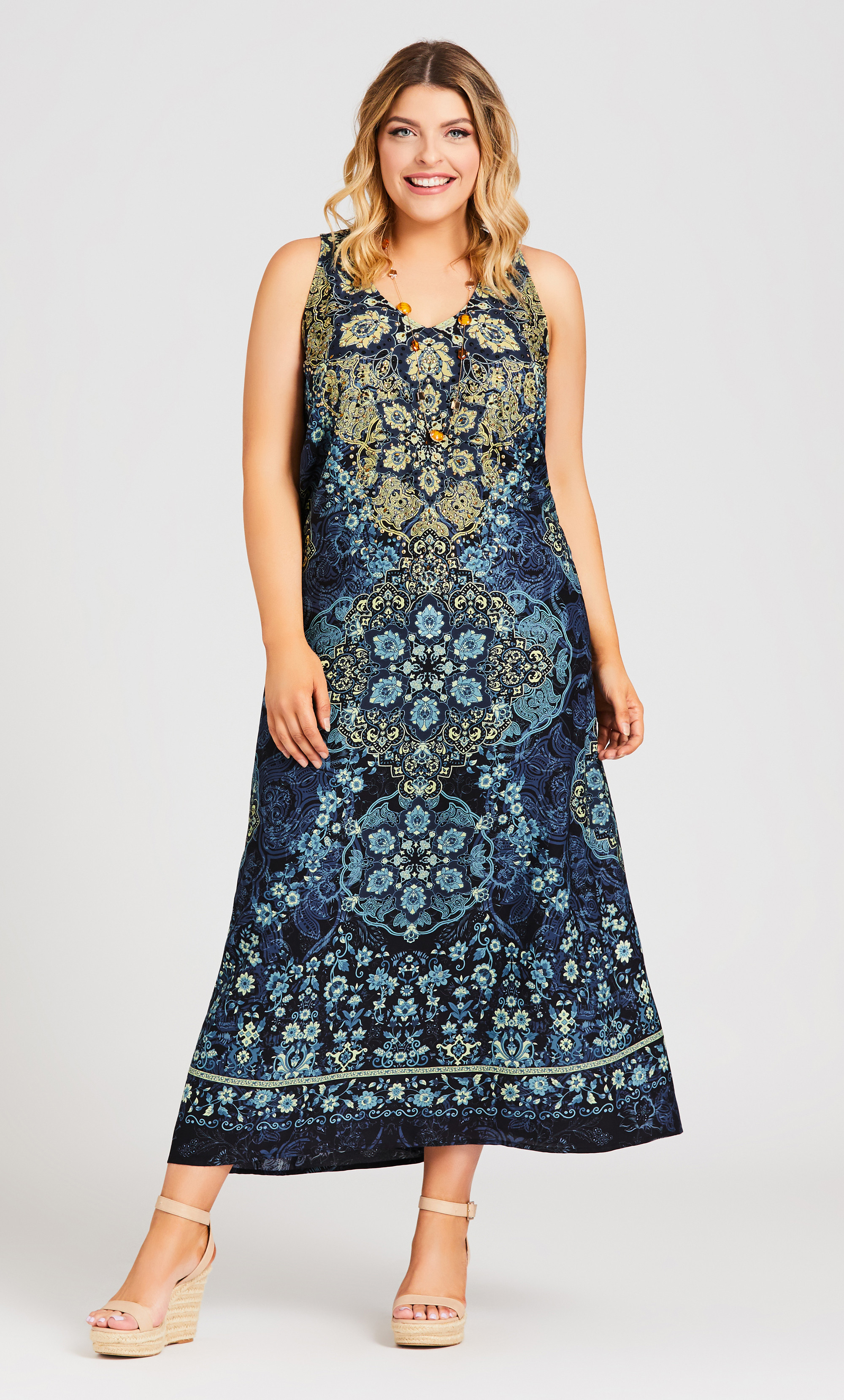 navy beaded maxi dress