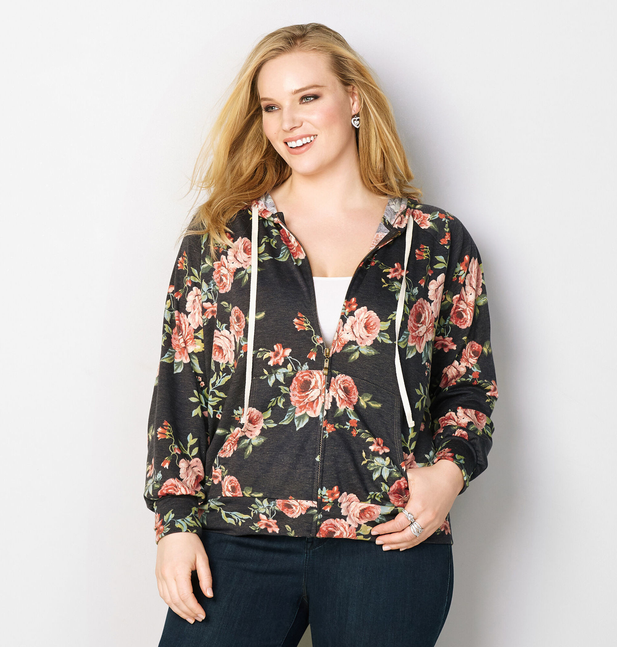 plus size floral hoodie