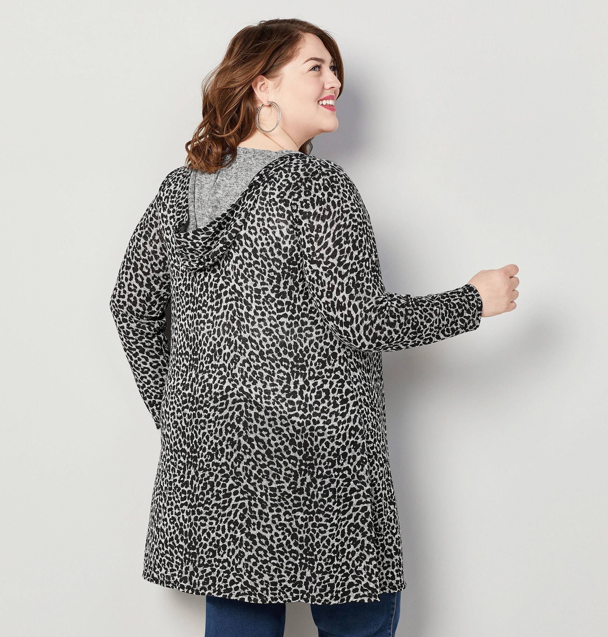 leopard print hooded cardigan