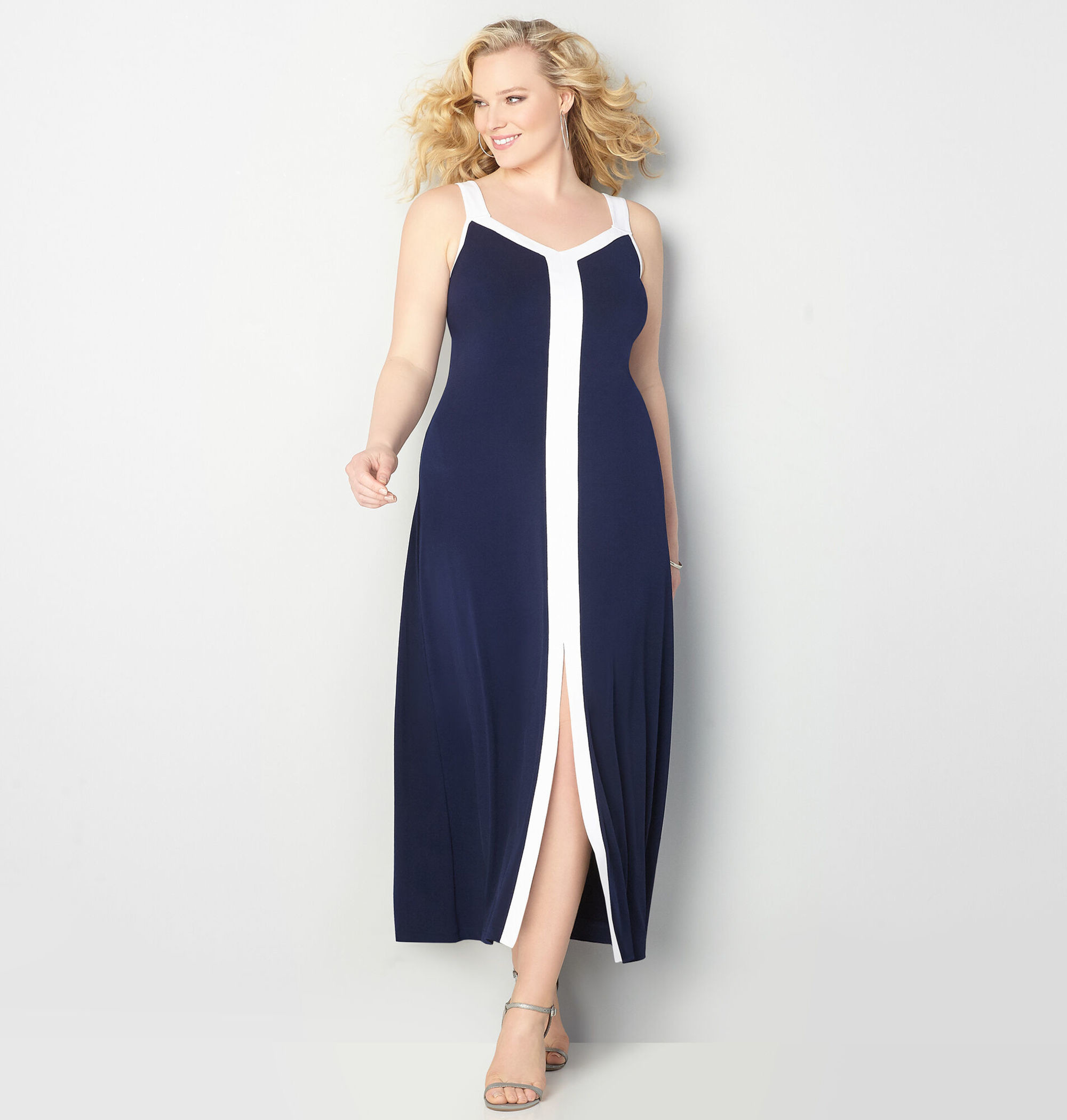 color block maxi dress plus size