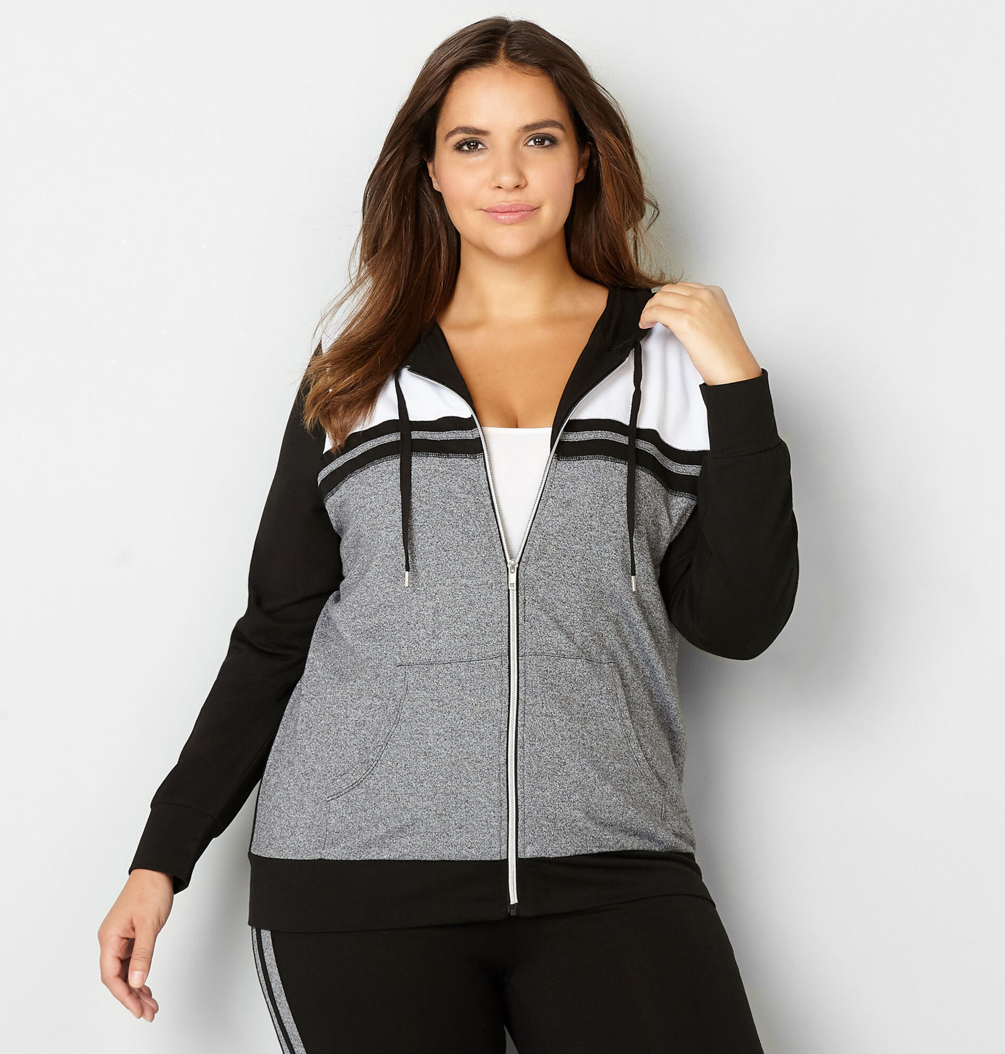 plus size color block hoodie