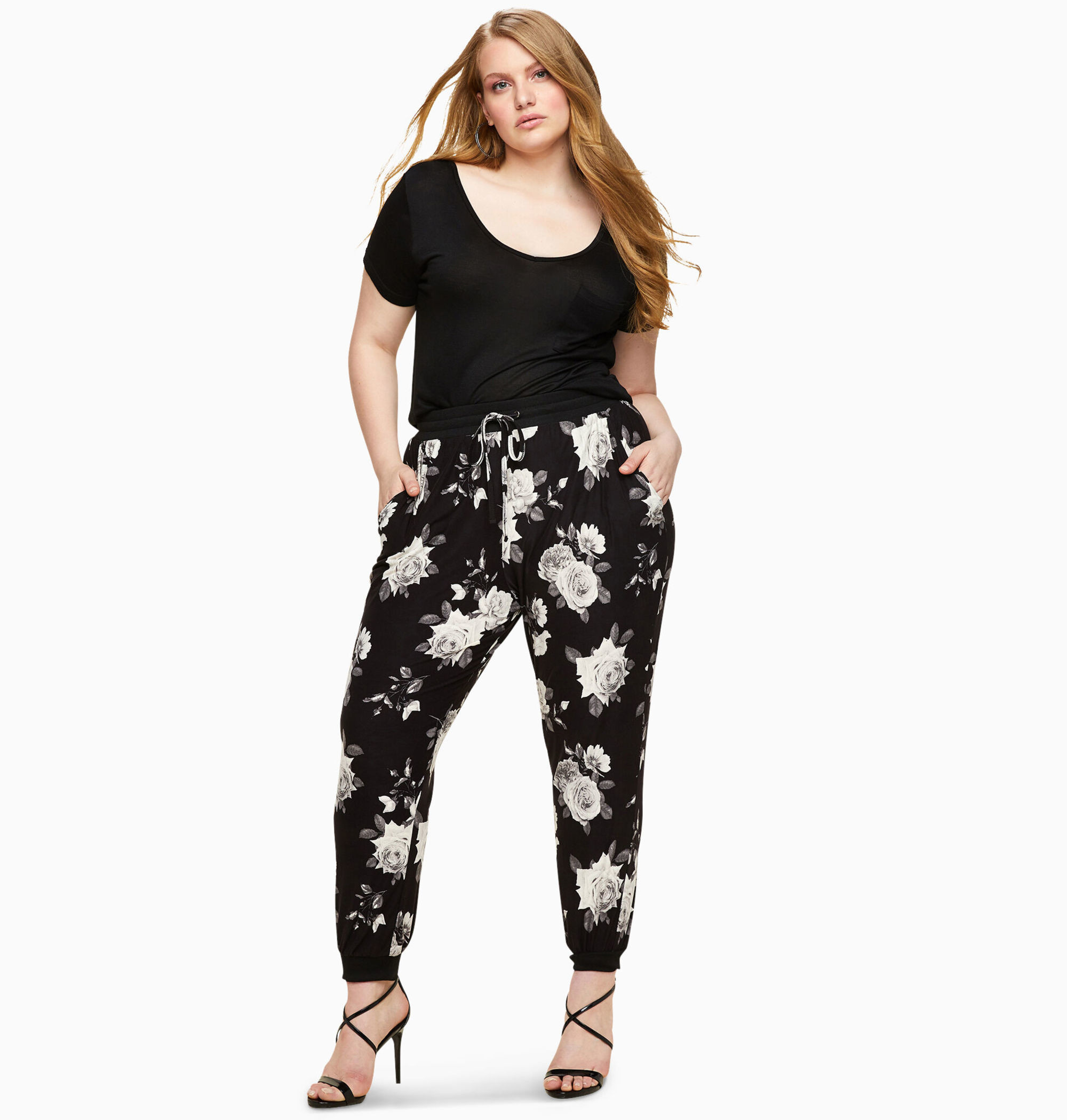 black floral joggers