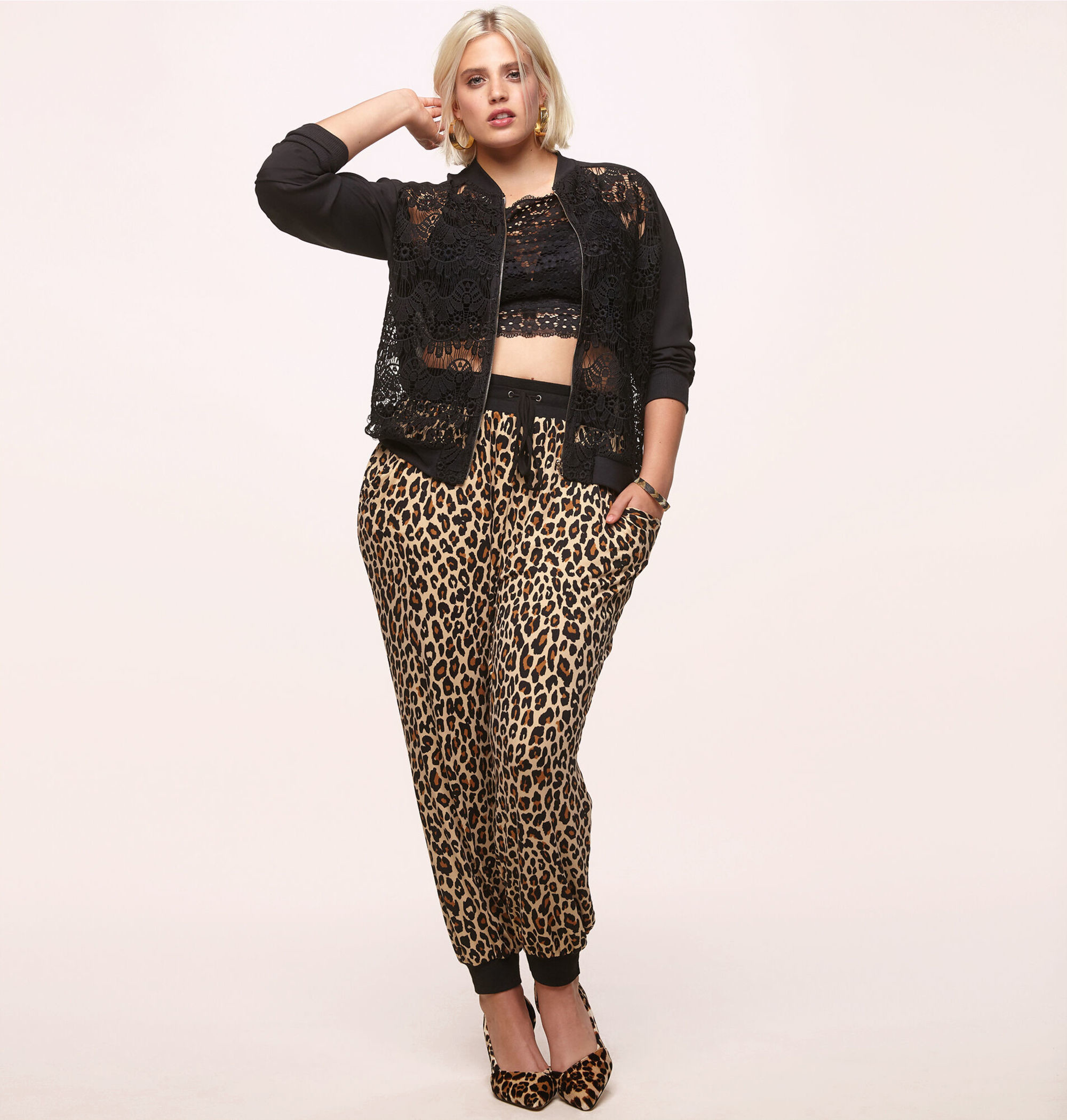 plus size leopard joggers