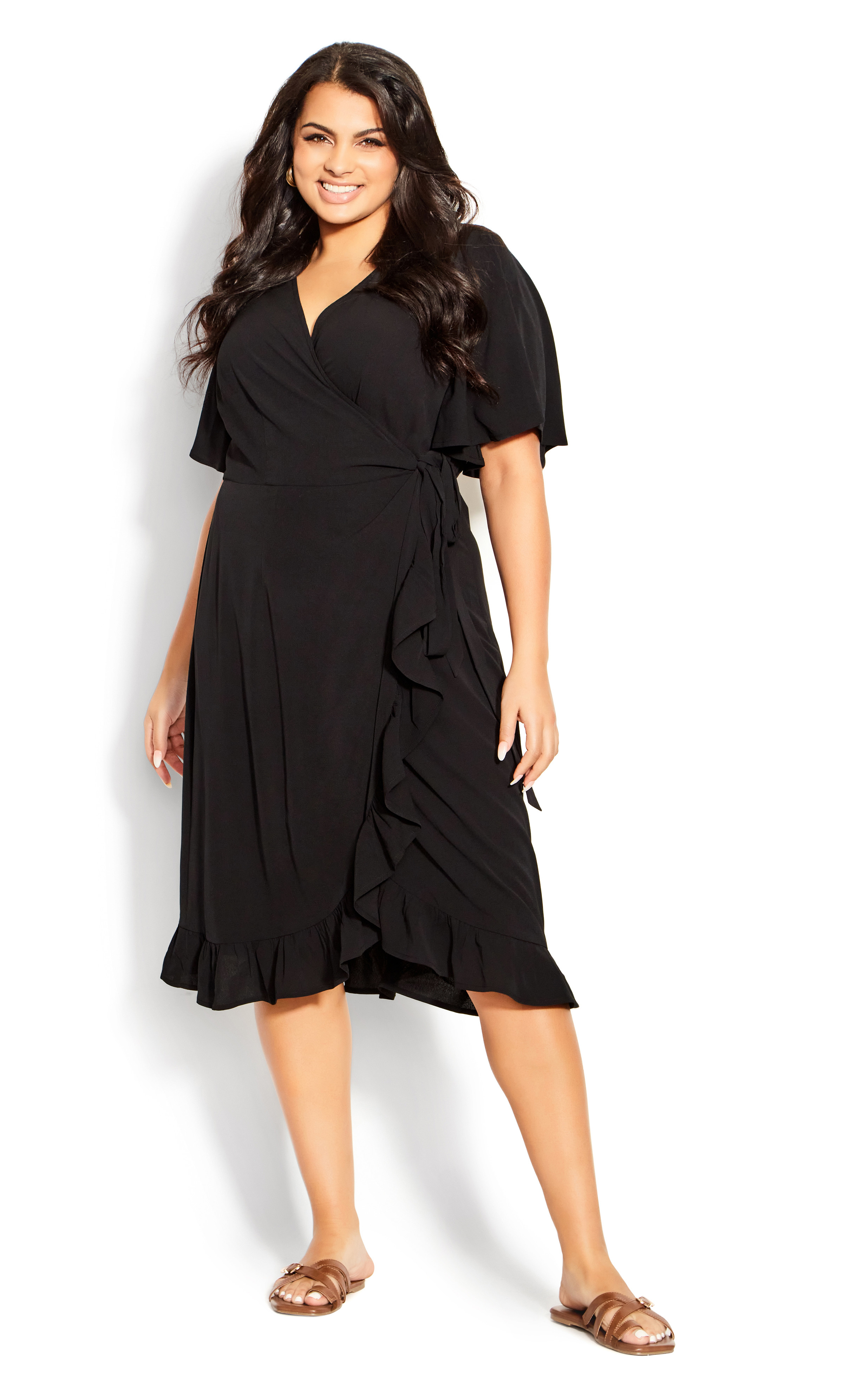 black wrap dress plus size